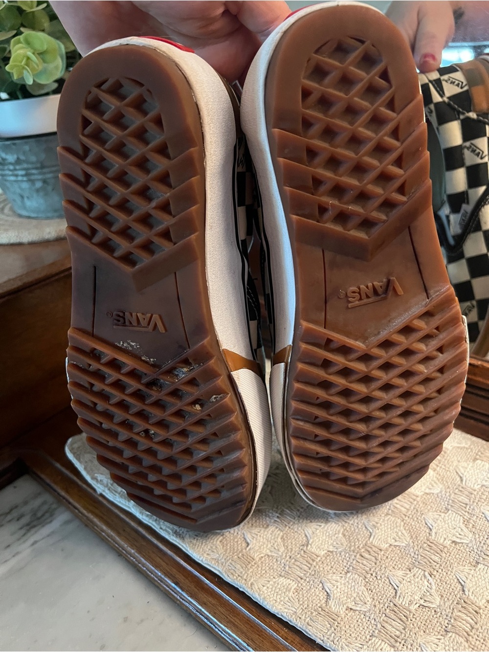 VANS Classic Checkerboard Stacked Platform Slip On Sneakers Black White Size 6.5 - Picture 7 of 8